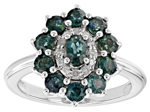 Green Sapphire Rhodium Over Sterling Silver Ring 1.76ctw