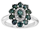 Green Sapphire Rhodium Over Sterling Silver Ring 1.76ctw