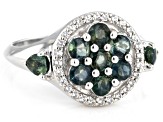 Green Sapphire With White Zircon Sterling Silver Ring 1.60ctw
