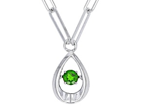 Green Chrome Diopside Rhodium Over Silver Dancing Paper Clip Necklace 0.37ct