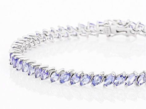 Blue Tanzanite Rhodium Over Sterling Silver Tennis Bracelet 6.63ctw