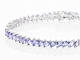 Blue Tanzanite Rhodium Over Sterling Silver Tennis Bracelet 6.63ctw