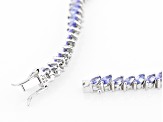 Blue Tanzanite Rhodium Over Sterling Silver Tennis Bracelet 6.63ctw