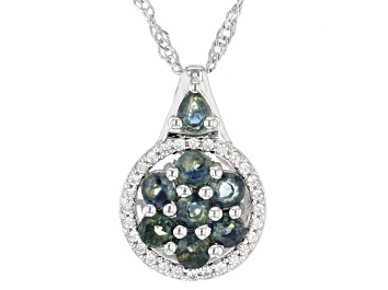 Picture of Green Sapphire Rhodium Over Sterling Silver Slide Pendant 1.40ctw
