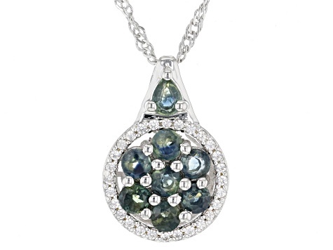 Green Sapphire Rhodium Over Sterling Silver Slide Pendant 1.40ctw