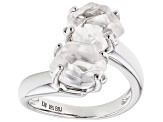 White Herkimer Quartz Rhodium Over Sterling Silver Bypass Ring