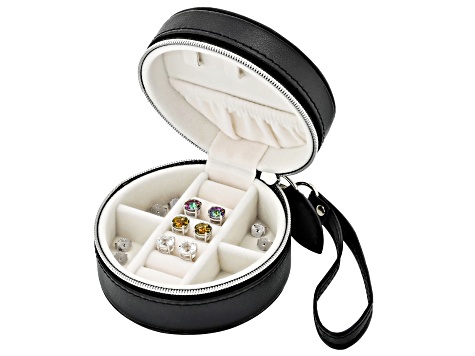 Multi-Color Quartz Platinum Over Sterling Silver Set Of 3 Earrings With Jewlery Box 7.95ctw