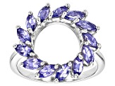 Blue Tanzanite Platinum Over Sterling Silver Circle Ring 1.58ctw