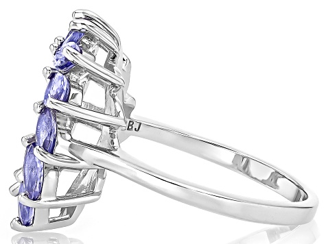 Blue Tanzanite Platinum Over Sterling Silver Circle Ring 1.58ctw