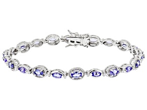 Blue Tanzanite Rhodium Over Sterling Silver Bracelet 3.40ctw
