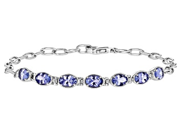 Picture of Blue Tanzanite Rhodium Over Sterling Silver Bracelet 2.74ctw