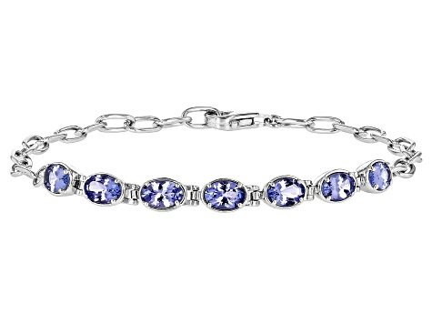 Blue Tanzanite Rhodium Over Sterling Silver Bracelet 2.74ctw