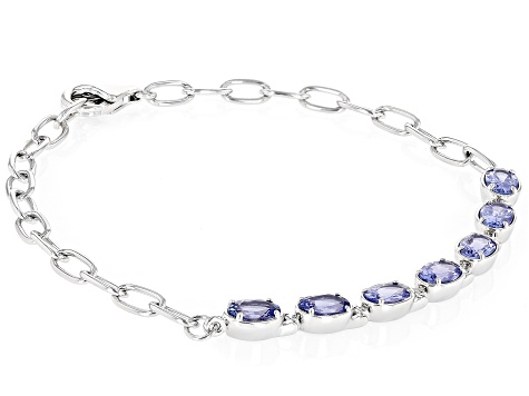 Blue Tanzanite Rhodium Over Sterling Silver Bracelet 2.74ctw