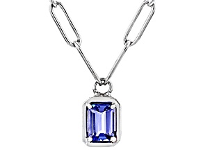 Blue Tanzanite Rhodium Over Sterling Silver Paperclip Necklace 0.90ct