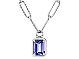 Blue Tanzanite Rhodium Over Sterling Silver Paperclip Necklace 0.90ct