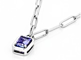 Blue Tanzanite Rhodium Over Sterling Silver Paperclip Necklace 0.90ct