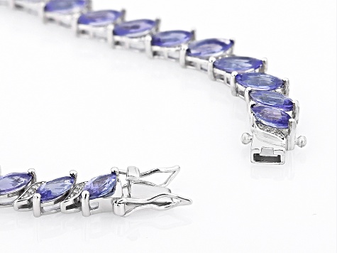 Blue Tanzanite Rhodium Over Sterling Silver Tennis Bracelet 14.19ctw