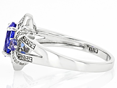 Blue Tanzanite Rhodium Over Sterling Silver Ring 1.32ctw