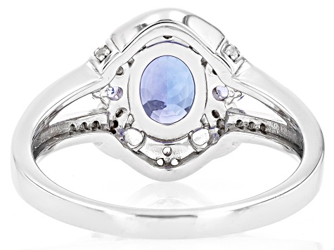 Tanzanite With White Zircon Rhodium Over Sterling Silver Ring 1.35ctw