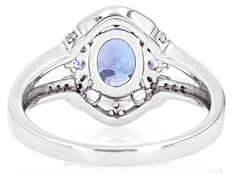 Blue Tanzanite Rhodium Over Sterling Silver Ring 1.22ctw