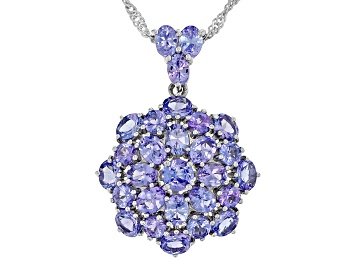 Picture of Blue Tanzanite With Rhodium Over Sterling Silver Pendant With Chain 3.55ctw