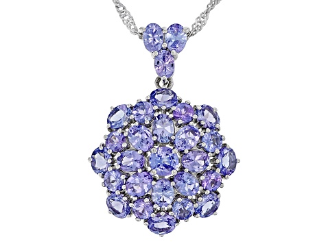 Blue Tanzanite With Rhodium Over Sterling Silver Pendant With Chain 3.55ctw