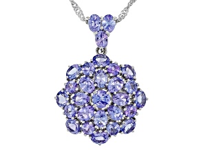 Blue Tanzanite With Rhodium Over Sterling Silver Pendant With Chain 3.55ctw