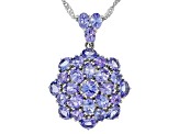 Blue Tanzanite With Rhodium Over Sterling Silver Pendant With Chain 3.55ctw