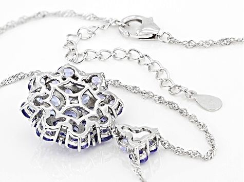 Blue Tanzanite With Rhodium Over Sterling Silver Pendant With Chain 3.55ctw