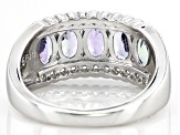 Blue Ocean Tanzanite and White Zircon Rhodium Over Sterling Silver Ring 2.42ctw