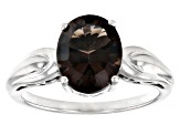 Brown Smoky Quartz Rhodium Over Sterling Silver Solitaire Ring 2.13ct