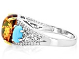 Orange Amber Rhodium Over Silver Ring 0.24ctw