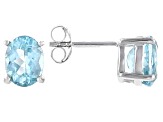 Blue Apatite Rhodium Over Sterling Silver Stud Earrings 2.43ctw