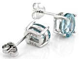 Blue Apatite Rhodium Over Sterling Silver Stud Earrings 2.43ctw