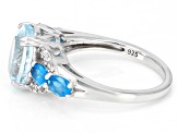 Blue Apatite Rhodium Over Sterling Silver Ring 2.55ctw