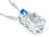 Blue Neon Apatite Rhodium Over Sterling Silver Pendant With Chain 2.63ctw