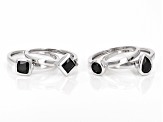 Black Spinel Rhodium Over Sterling Silver Stackable Ring Set Of 4 2.64ctw