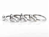 Black Spinel Rhodium Over Sterling Silver Stackable Ring Set Of 4 2.64ctw