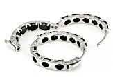 Black Spinel Rhodium Over Sterling Silver Hoop Earrings 4.74ctw