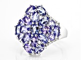 Blue Tanzanite Rhodium Over Sterling Silver Ring 3.84ctw