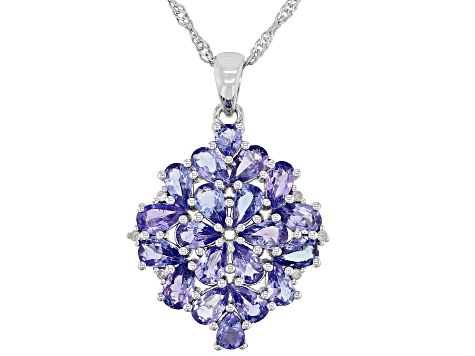 Blue Tanzanite Rhodium Over Sterling Silver Pendant With Chain 3.70ctw