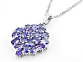 Blue Tanzanite Rhodium Over Sterling Silver Pendant With Chain 3.70ctw