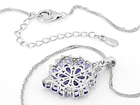 Blue Tanzanite Rhodium Over Sterling Silver Pendant With Chain 3.70ctw