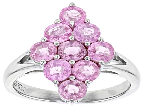 Pink Ceylon Sapphire Rhodium Over Sterling Silver Ring 1.27ctw