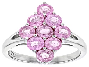 Pink Ceylon Sapphire Rhodium Over Sterling Silver Ring 1.27ctw