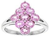 Pink Ceylon Sapphire Rhodium Over Sterling Silver Ring 1.27ctw