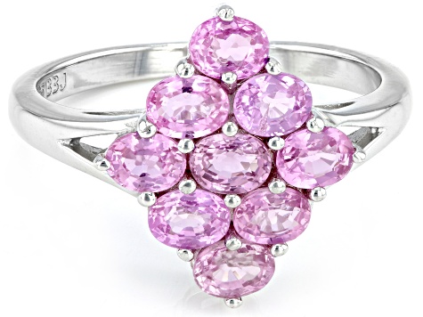 Pink Ceylon Sapphire Rhodium Over Sterling Silver Ring 1.27ctw