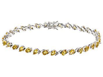 Picture of Yellow Citrine Rhodium Over Sterling Silver Bracelet 5.44ctw