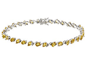 Yellow Citrine Rhodium Over Sterling Silver Bracelet 5.44ctw