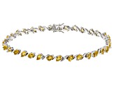 Yellow Citrine Rhodium Over Sterling Silver Bracelet 5.44ctw